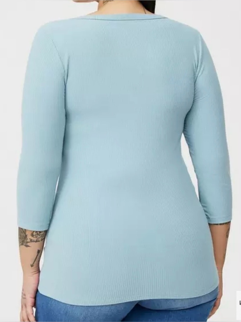 Torrid Supersoft Rib V-Neck 3/4" Sleeve Stone Blue
Top Size Large - Picture 3 of 7